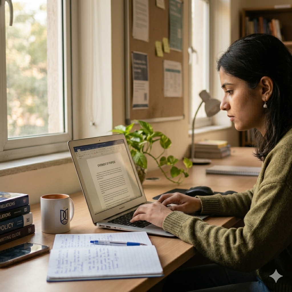 student writing statement of purpose for university