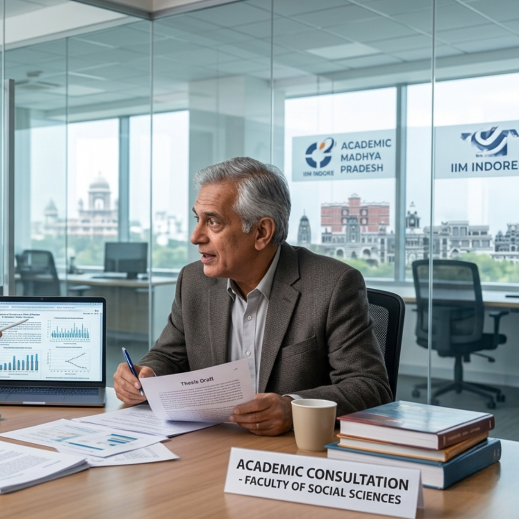 Student discussing thesis with expert for thesis writing services in Rajasthan