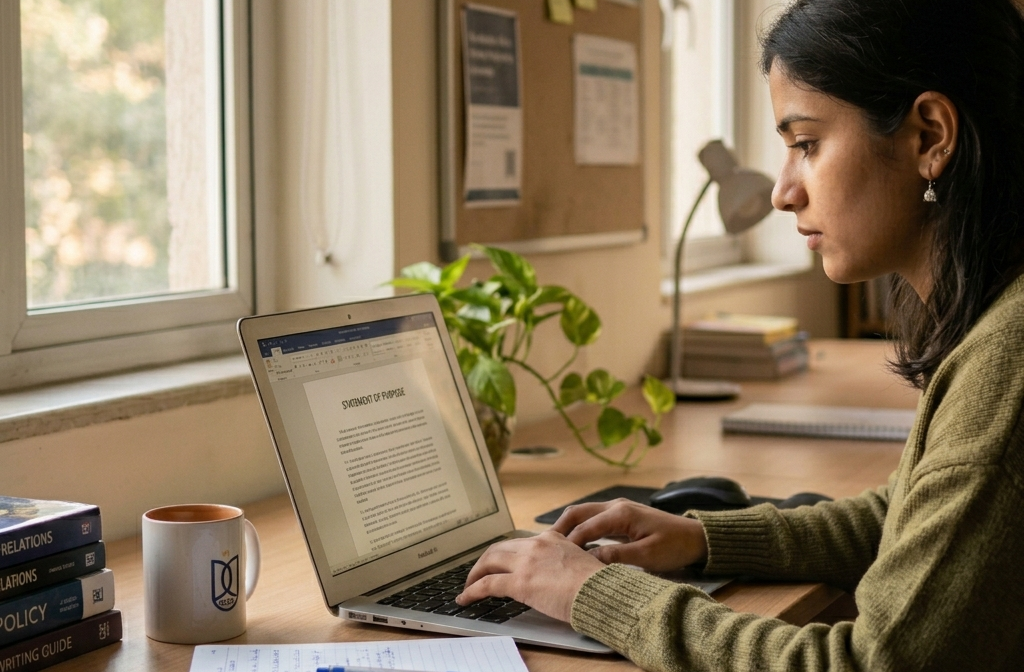 student writing statement of purpose for university