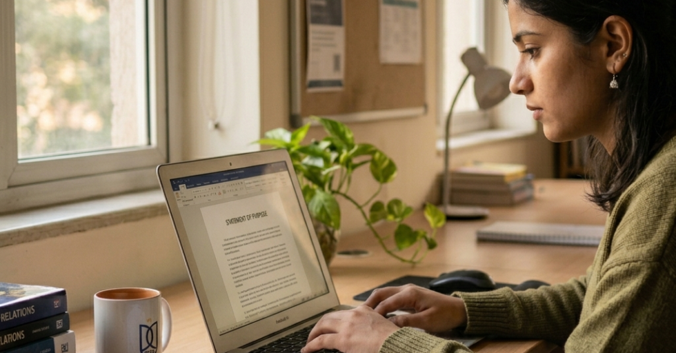 student writing statement of purpose for university