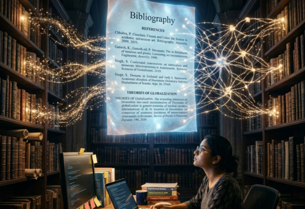 conceptual thesis bibliography network with research sources connecting