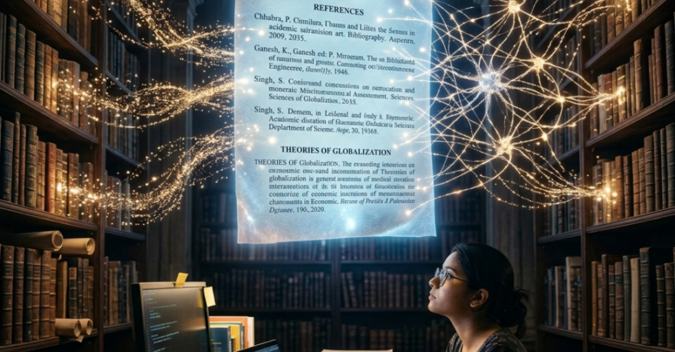 conceptual thesis bibliography network with research sources connecting