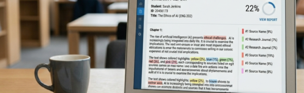 plagiarism report sample showing similarity percentage and highlighted text
