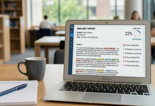 plagiarism report sample showing similarity percentage and highlighted text