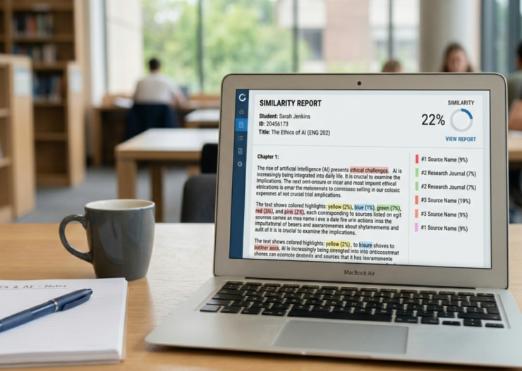 plagiarism report sample showing similarity percentage and highlighted text